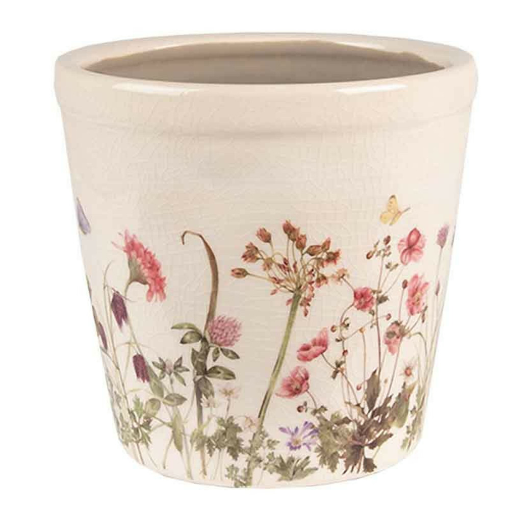 Pot de fleurs rose beige céramique 14x14x13cm