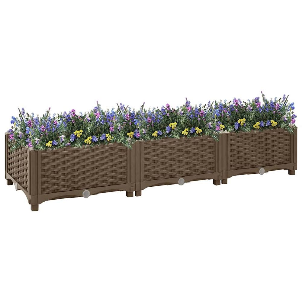 Carré potager en polypropylène pour jardin balcon terrasse brun 120x40x23cm