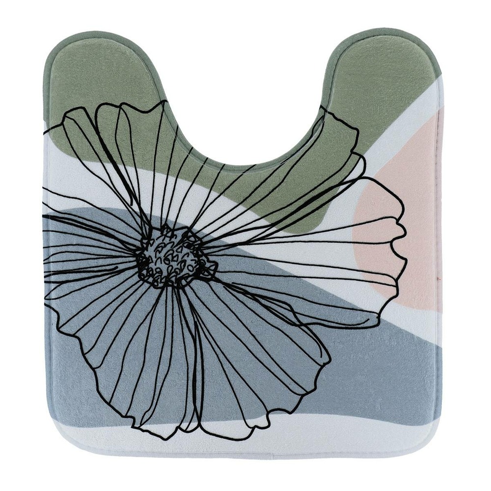 Tapis contour wc microfibre imprime 45x50 cm - flowers