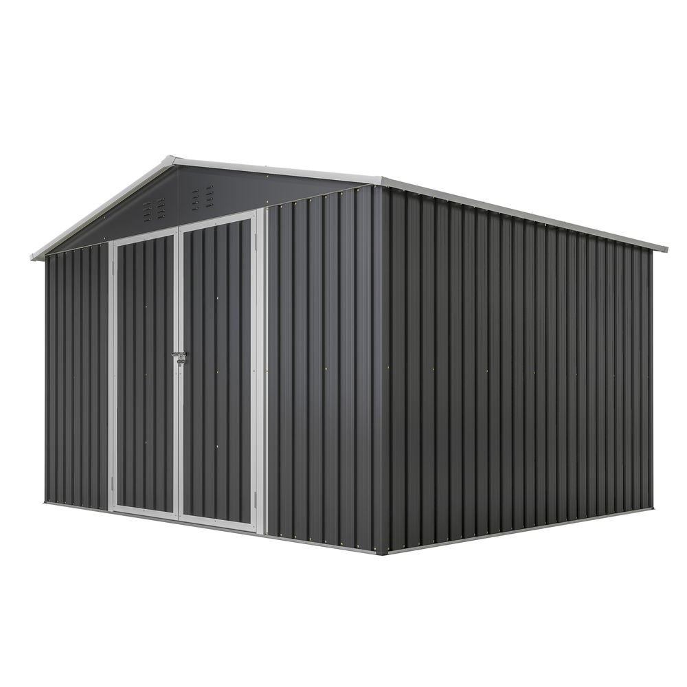 Abri de jardin métal en acier galvanisé rangement outils 300 x 252 cm anthracite - comfortxl outdoor living