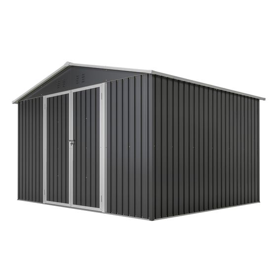Abri de jardin métal en acier galvanisé rangement outils 300 x 252 cm anthracite - comfortxl outdoor living