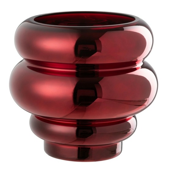 Vase ou photophore en verre rouge 20x20x20 cm
