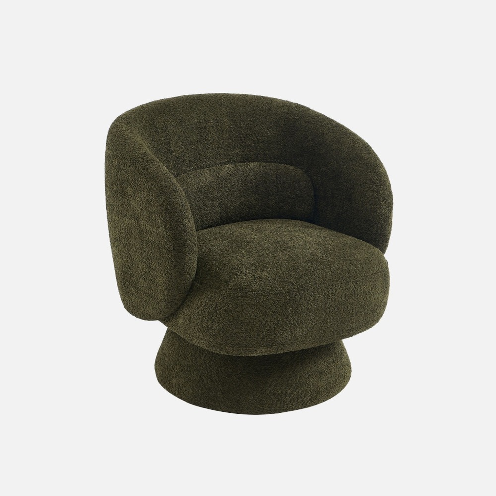 Fauteuil pivotant, rotatif 360° en tissu avec coussin - l 76 x p 76 x h 76,5cm - elias