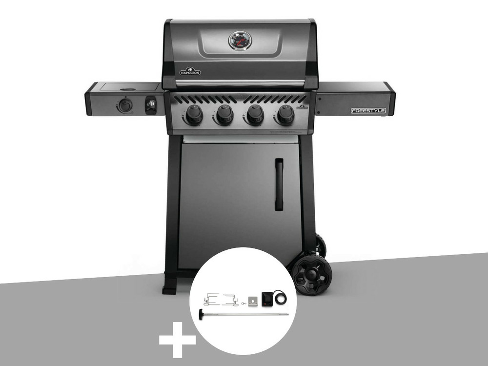Barbecue à gaz freestyle f425sib - 4 brûleurs + sizzle zone + kit rôtissoire