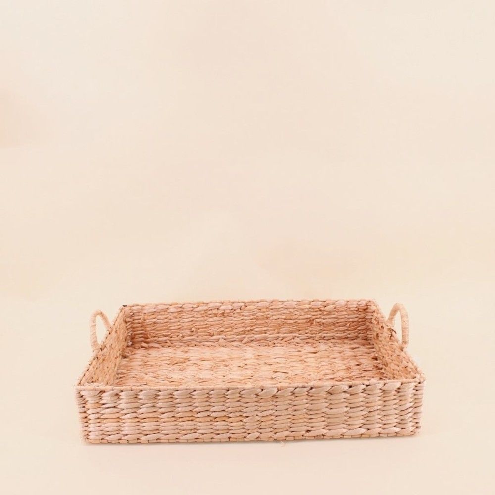 Plateau avec poignées en fibres naturelles 50x35cm