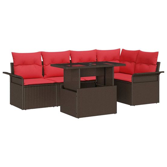 Ensemble de canapé de jardin 6 pc marron poly rotin