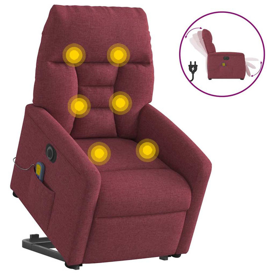Fauteuil inclinable de massage électrique rouge bordeaux tissu