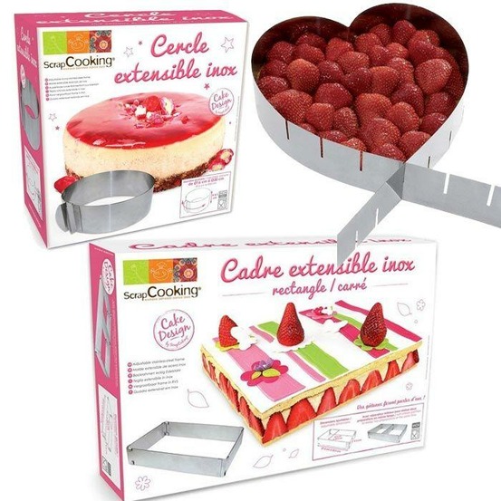 3 cadres pâtisserie extensibles - cœur, cercle & rectangle
