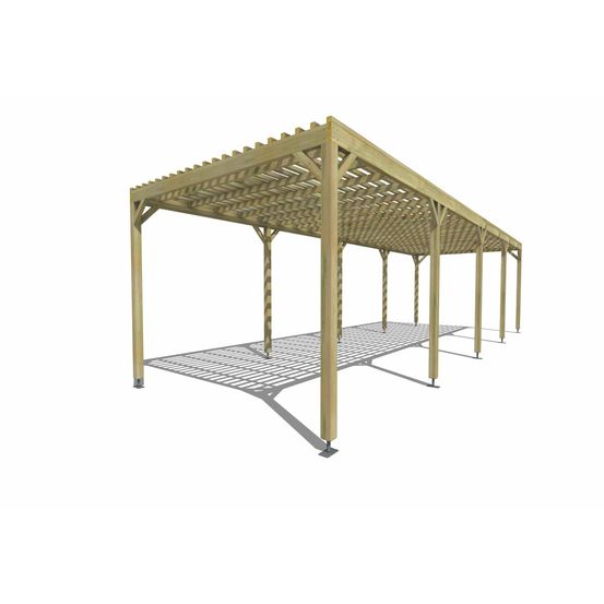 Pergola bois • 10m x 3m • indépendante • sens profondeur • lattage bois • livraison comprise