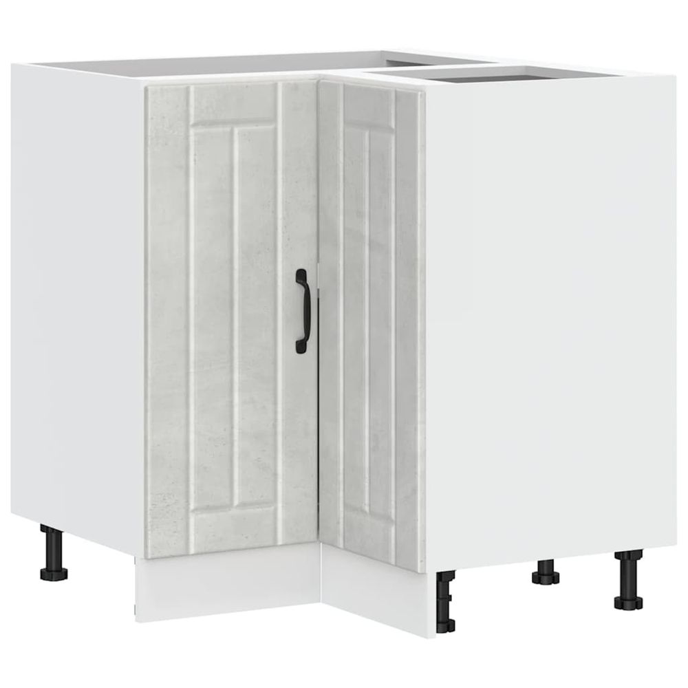 Armoire d'angle de cuisine lucca gris béton bois d'ingénierie