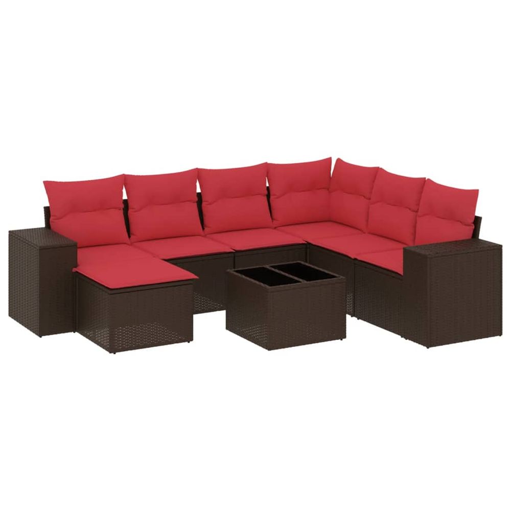 Ensemble de canapé de jardin 8 pcs avec coussins marron