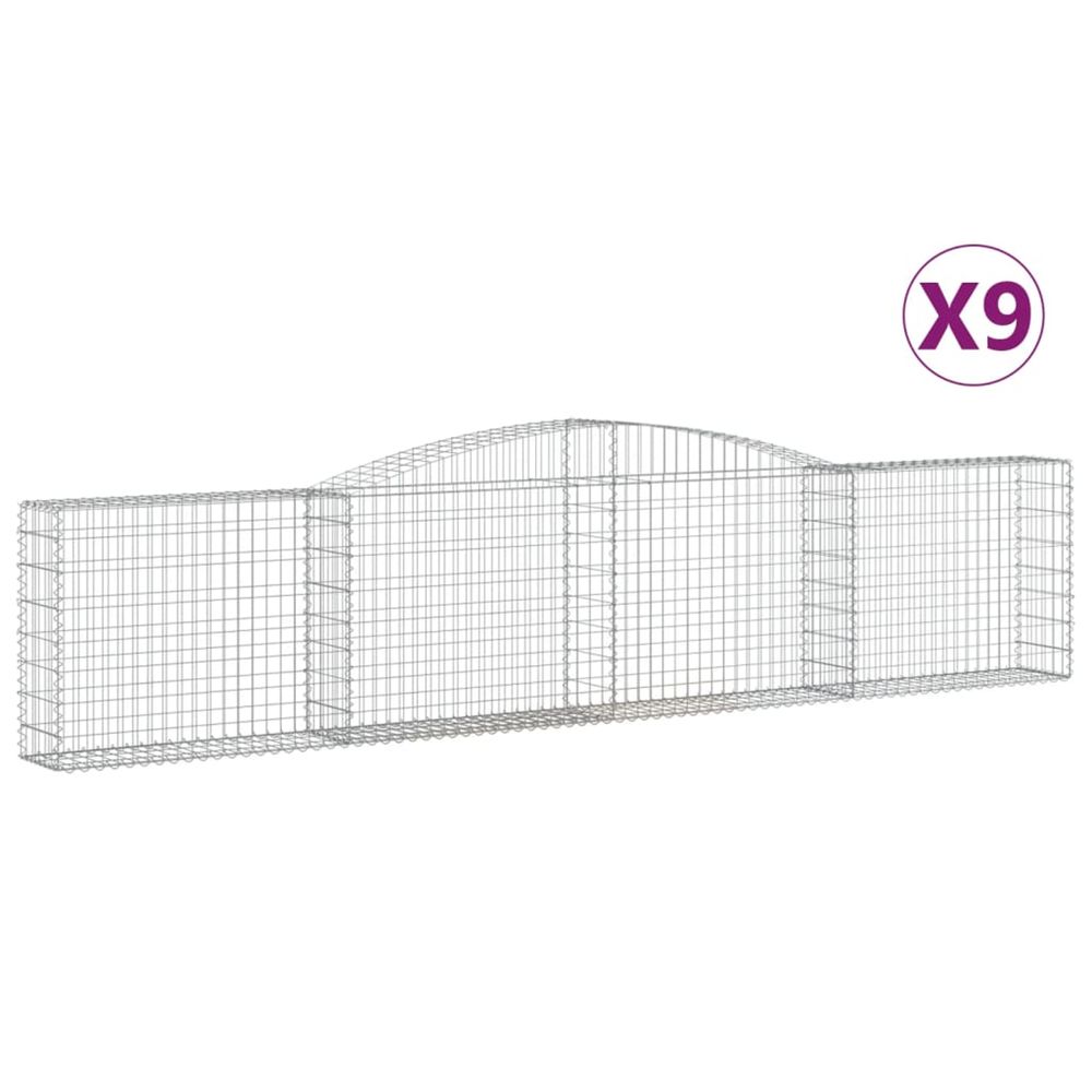 Paniers à gabions arqués 9 pcs 400x30x80/100 cm fer galvanisé