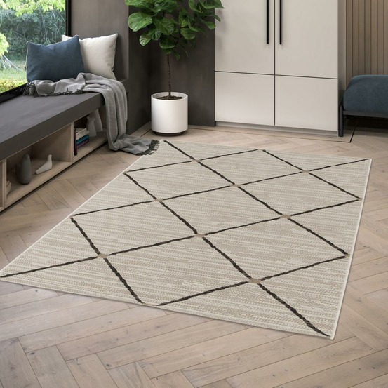 Tapis extérieur 120x170 tissé kilim gris et noir enanta 2