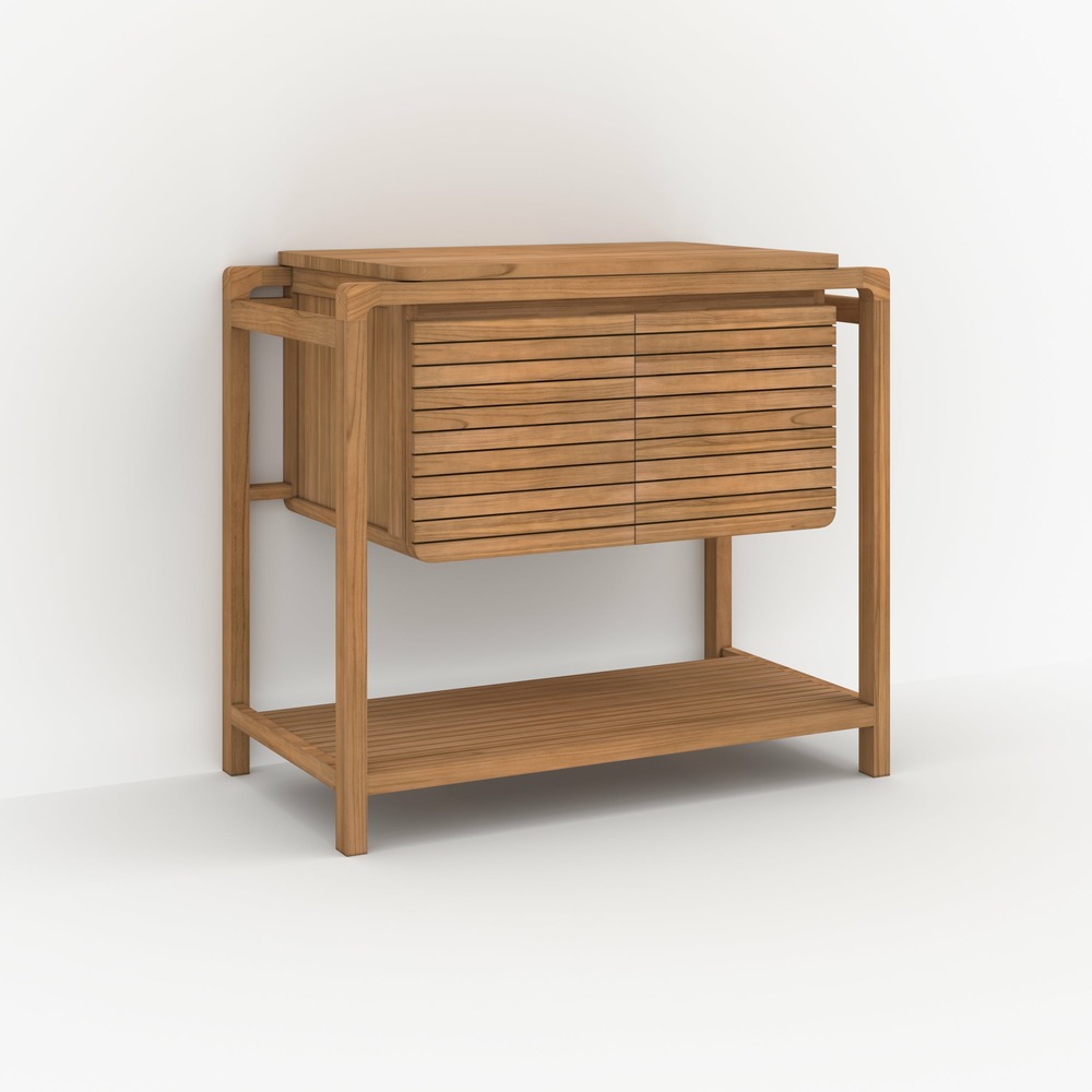 Lucette-meuble de salle de bain en bois de teck 90 cm
