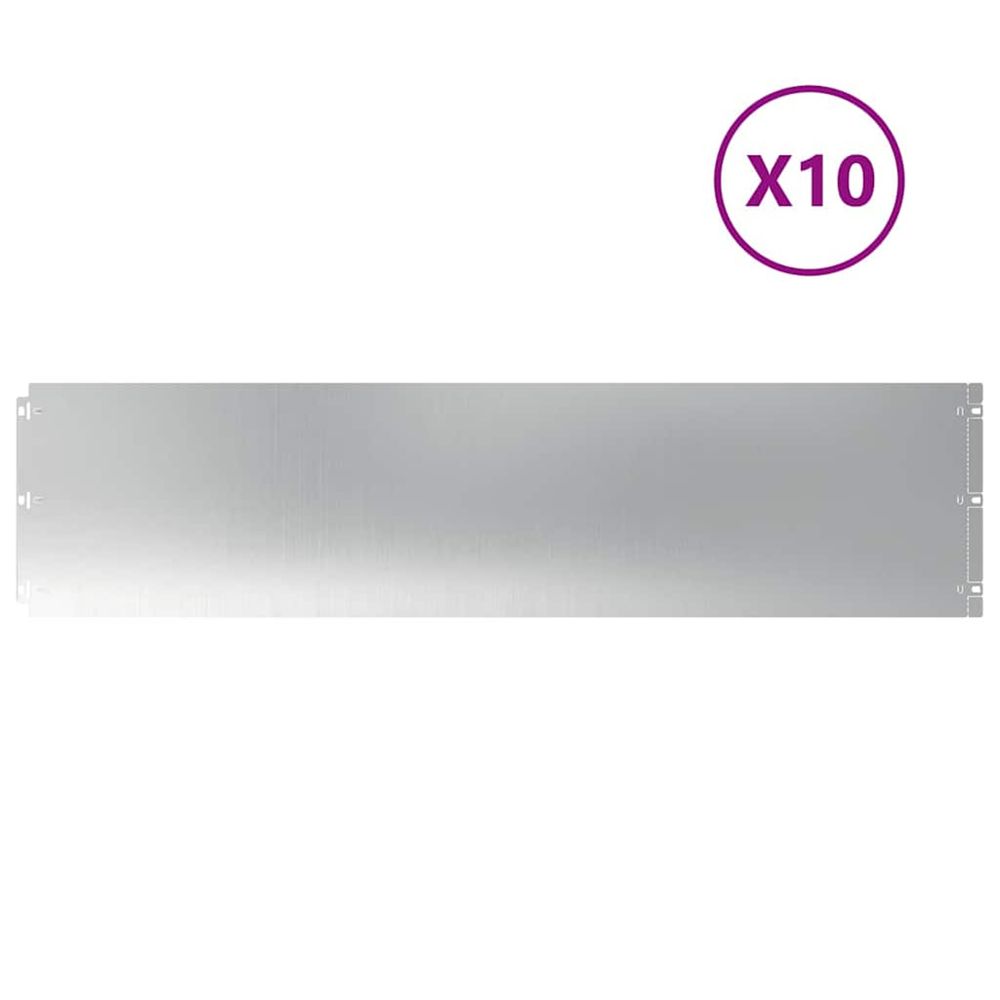 Bordure de pelouse 10 pc 25 x 103 cm acier galvanisé argenté
