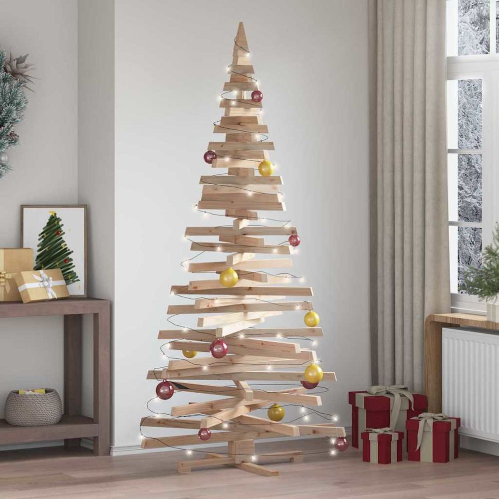 Sapin de noël design en bois de pin massif branches ajustables naturel 210 cm