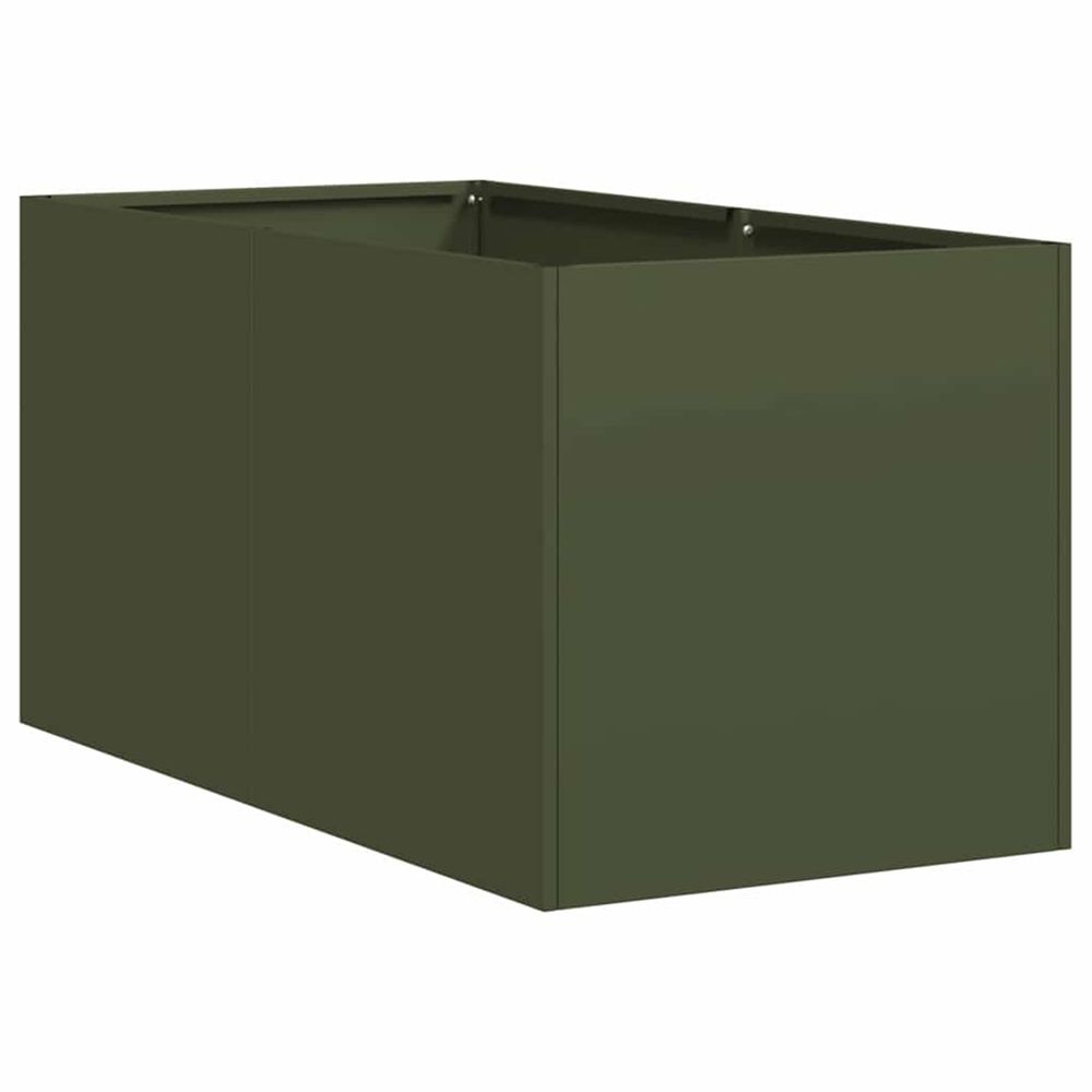 Jardinière d'extérieur vert olive 40x80x40 cm acier laminé à froid