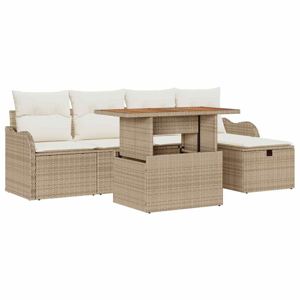 Ensemble de canapé de jardin 6 pc beige polyrotin
