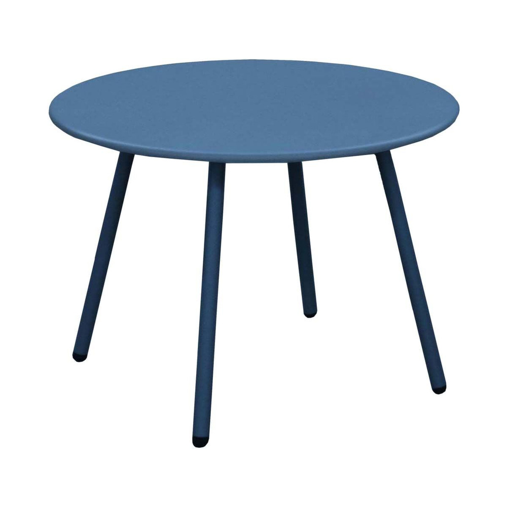 Table basse jardin ronde en acier rio 50 cm bleu