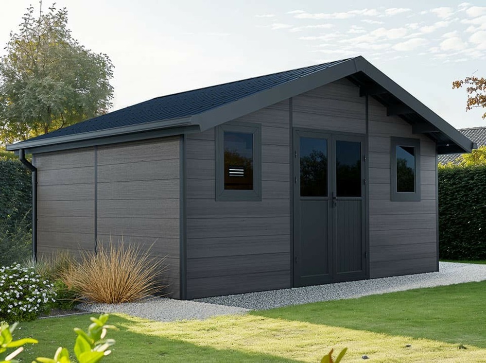 Abri de jardin composite 20m2 gris isora - cabane de jardin - local