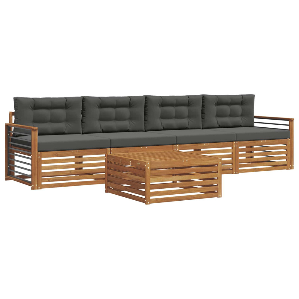 Ensemble de canapés d'extérieur 5 pcs naturel et anthracite