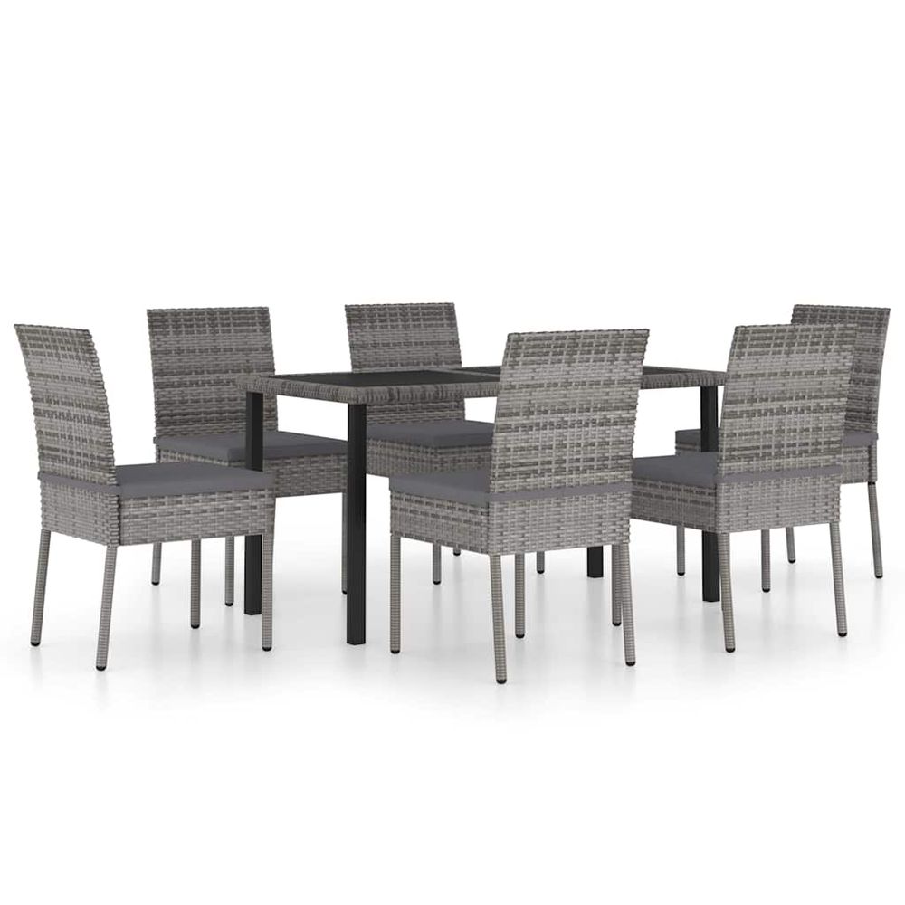 Ensemble à manger de jardin 7 pcs résine tressée gris