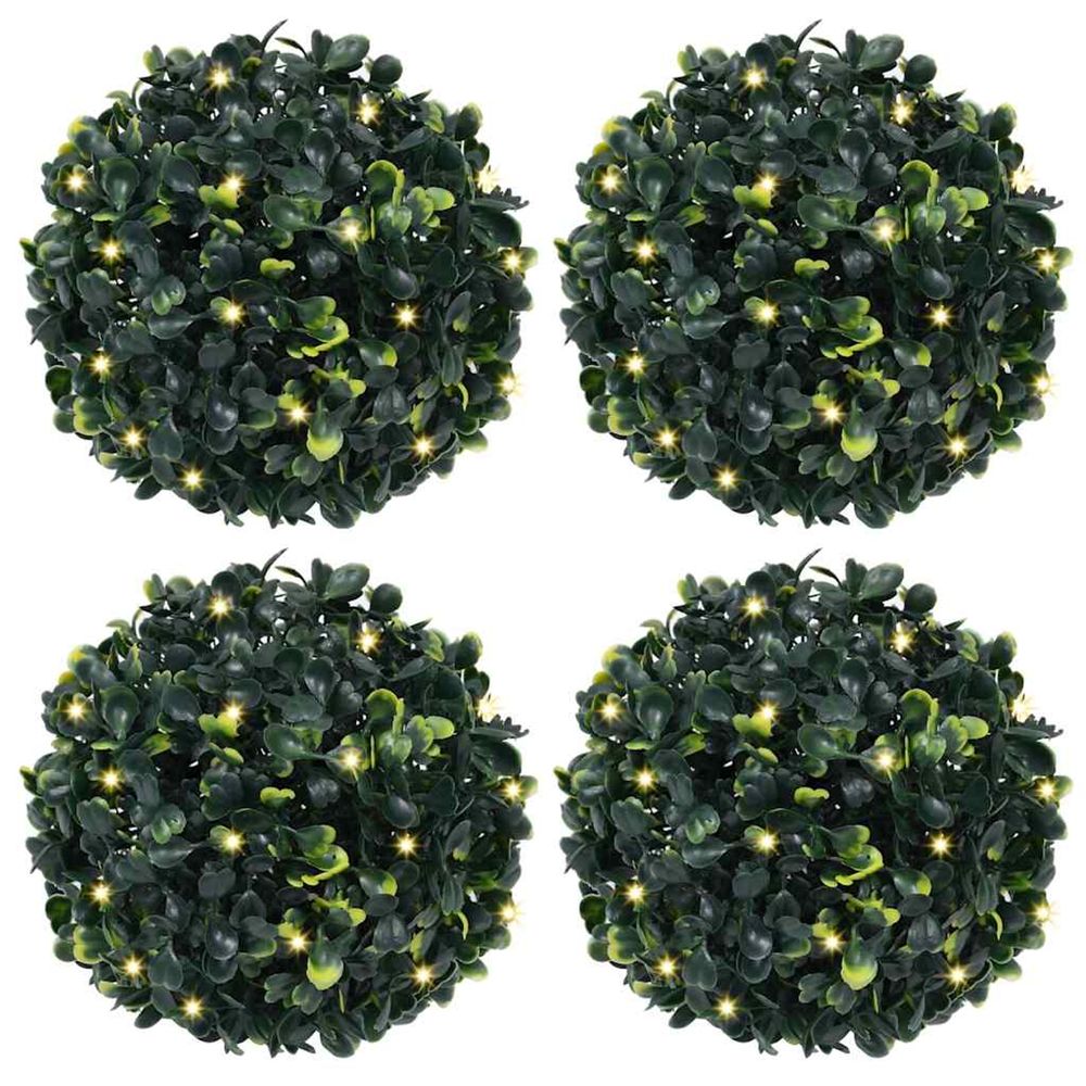 Boules de buis artificielles avec lumières led 4 pcs vert 12 cm