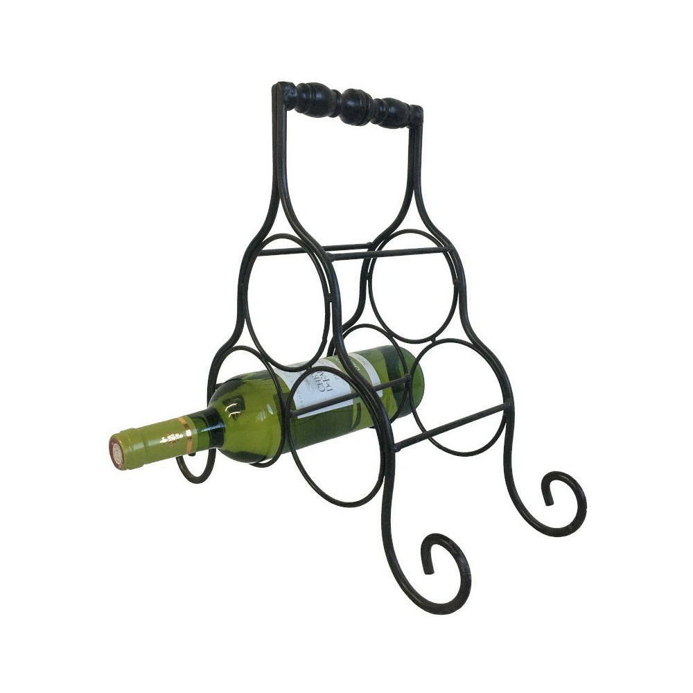 Porte 3 bouteilles en métal noir 35 x 15 x 35 cm