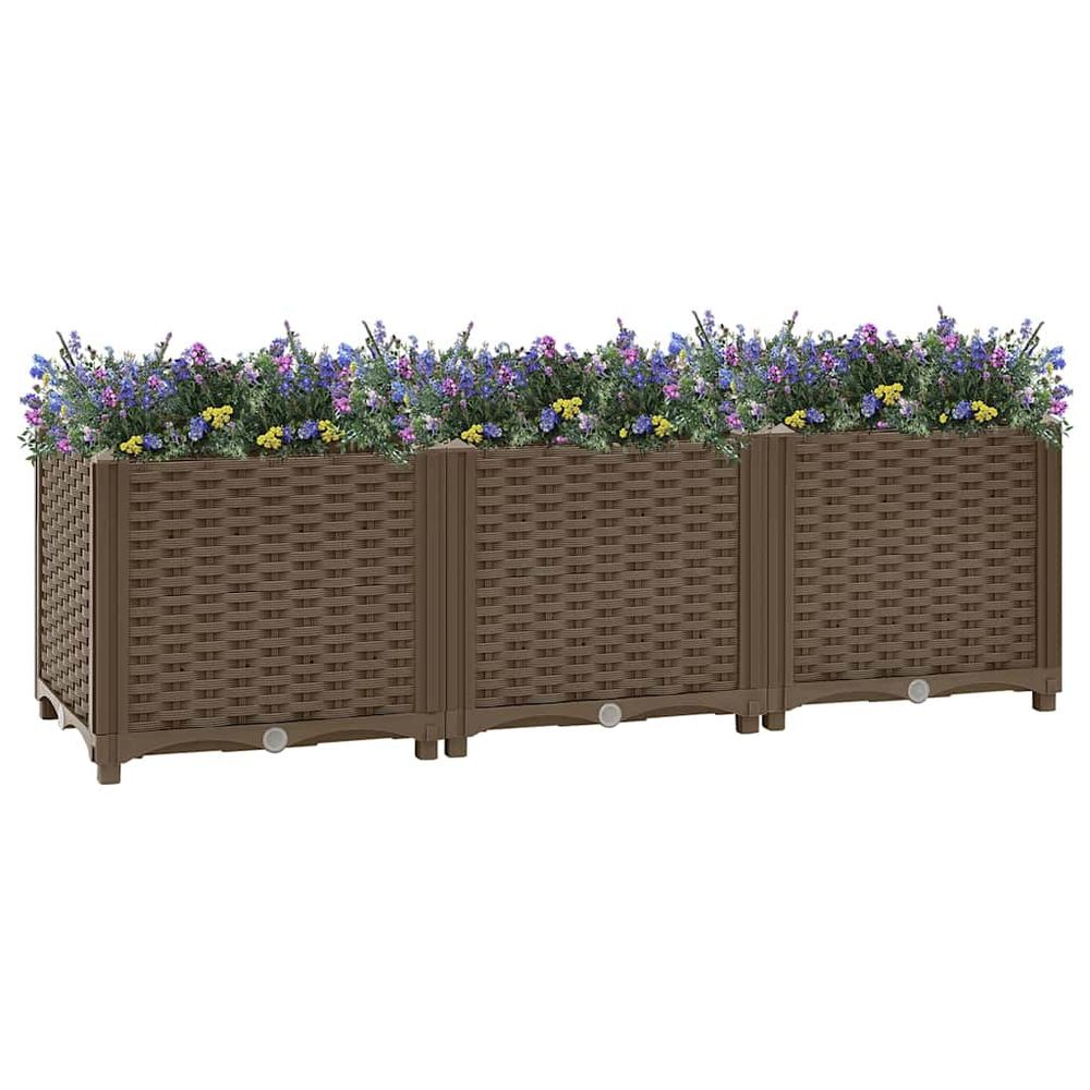 Grand carré potager surélevé polypropylène pour plantations jardin brun 120x40x38 cm