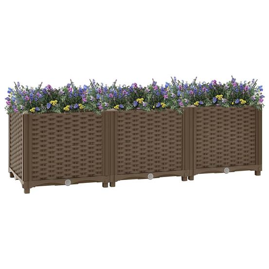 Grand carré potager surélevé polypropylène pour plantations jardin brun 120x40x38 cm