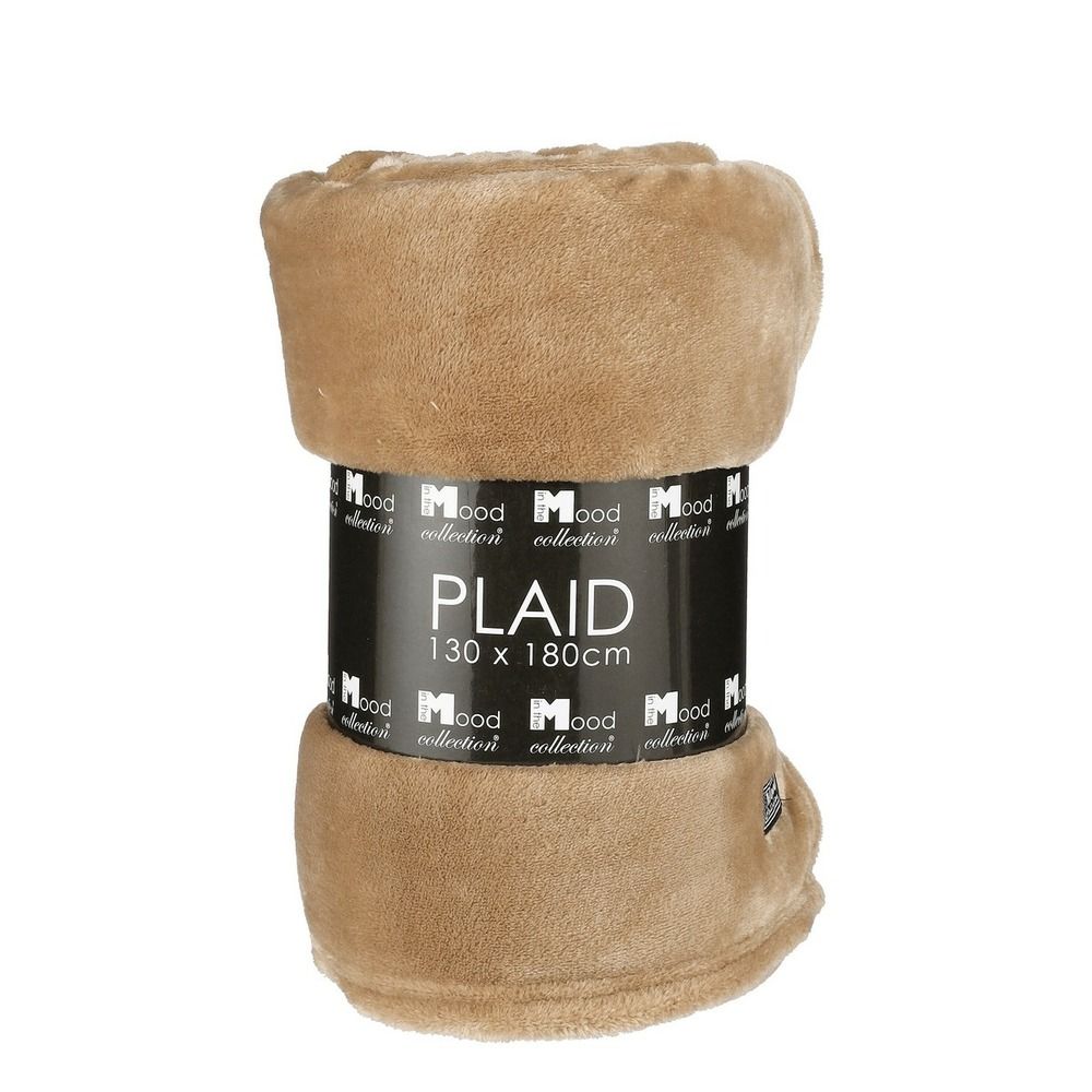 In the mood collection famke plaid en polaire - l180 x l130 cm - marron clair