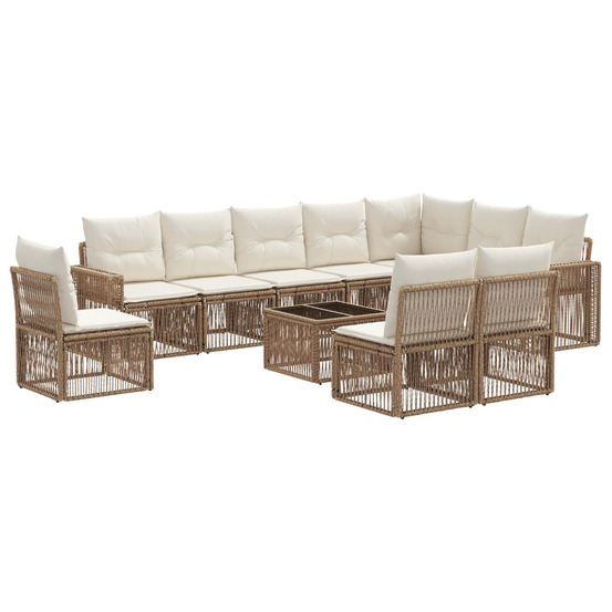 Ensemble de canapé de jardin 11 pcs beige et blanc crème