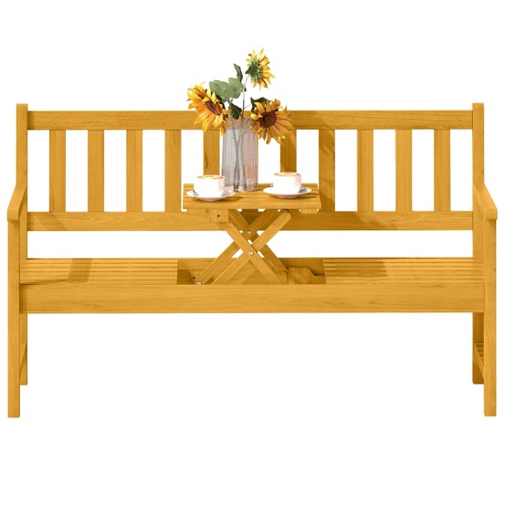 Banc de jardin 2 places en bois résistant aux intempéries, avec table pliante, pour balcon et jardin, en teck