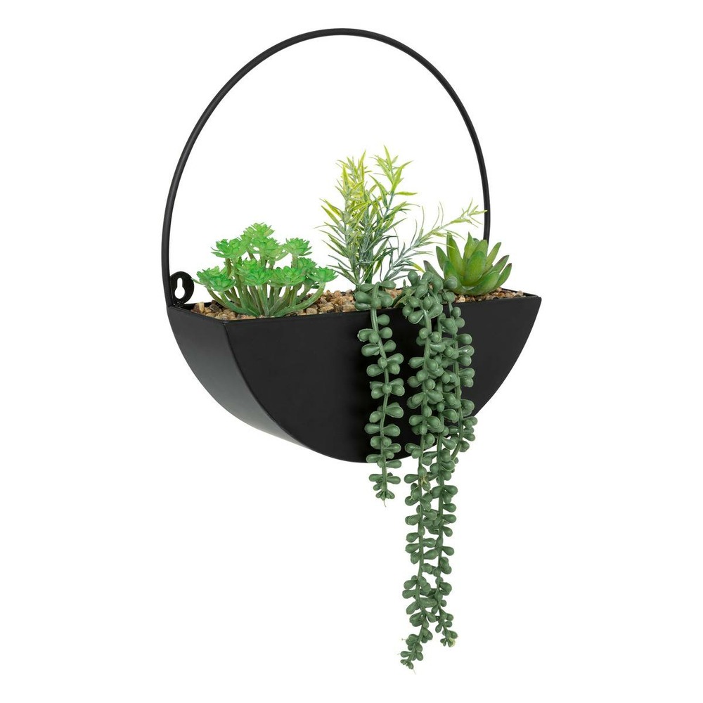 Plante artificielle suspendue imy pot métal noir h41cm