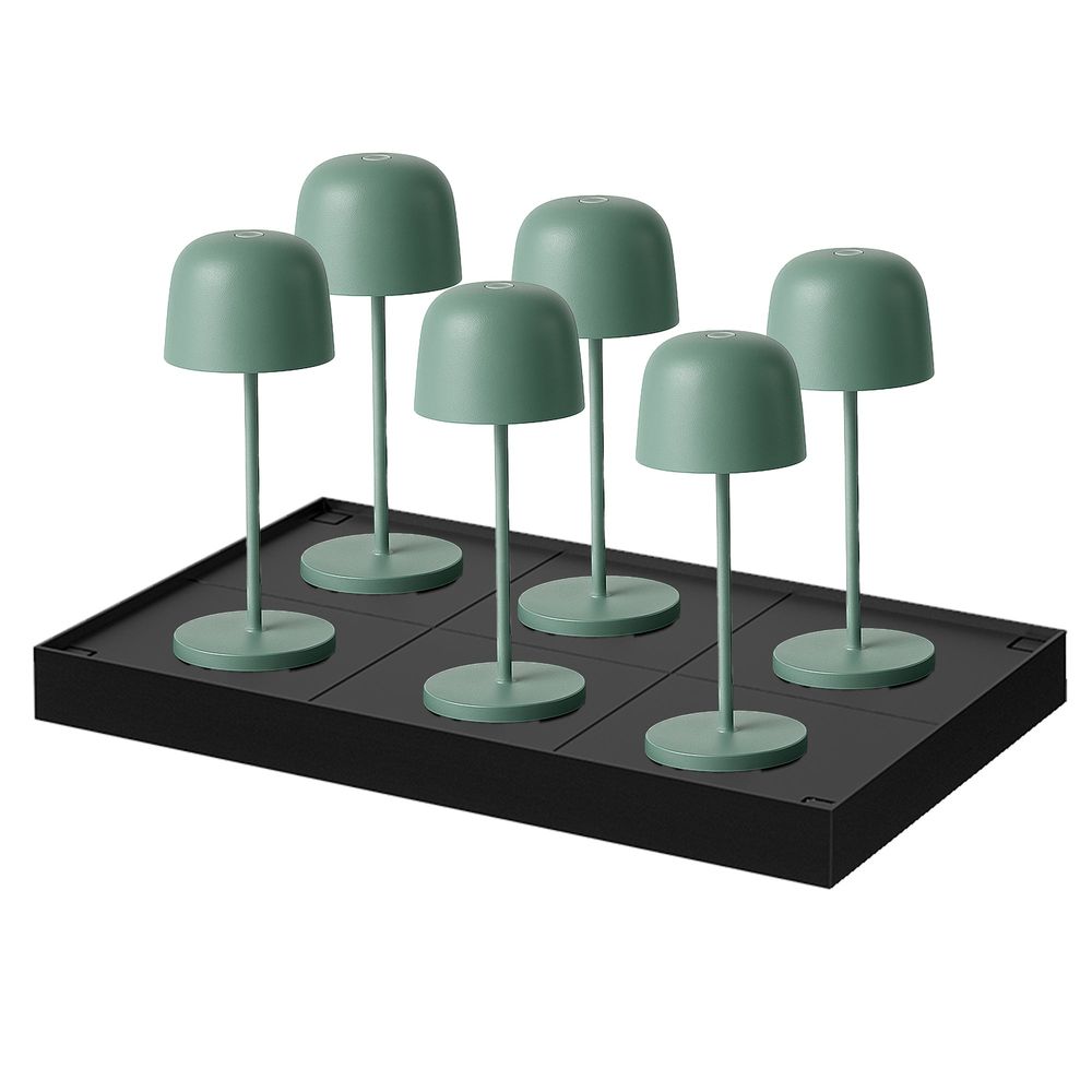 6 lampes de table sophia vert + base de chargement