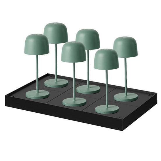 6 lampes de table sophia vert + base de chargement