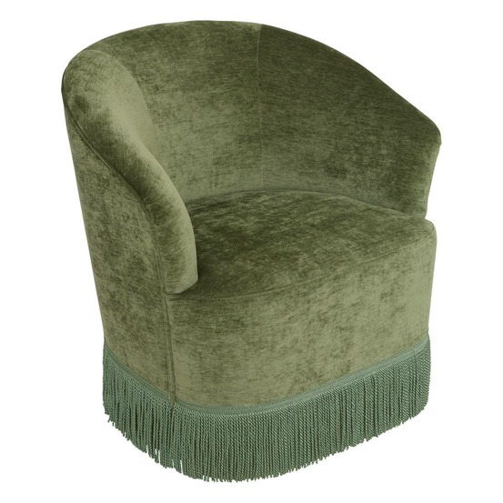 Fauteuil alanya effet velours vert kaki