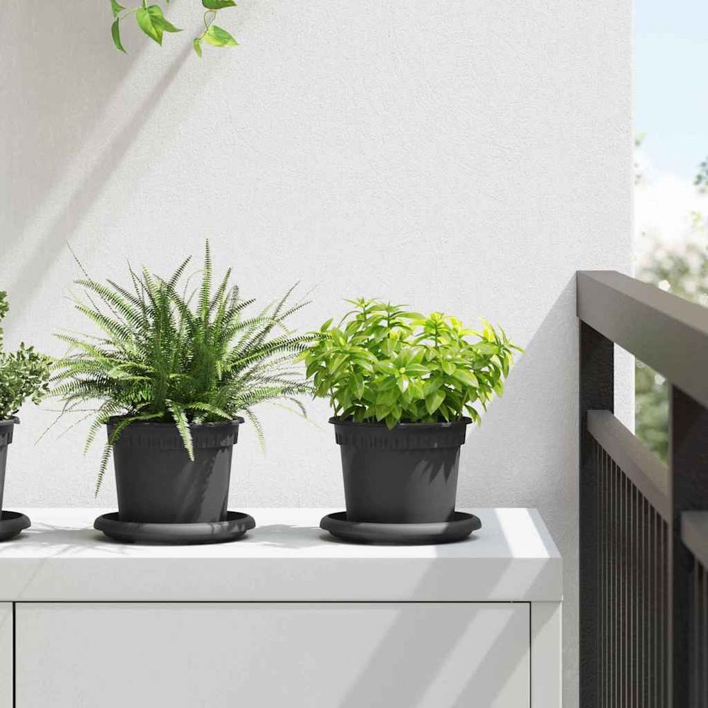 Lot de 6 pots cylindriques plastique jardin balcon drainage efficace 12.5x10cm noir
