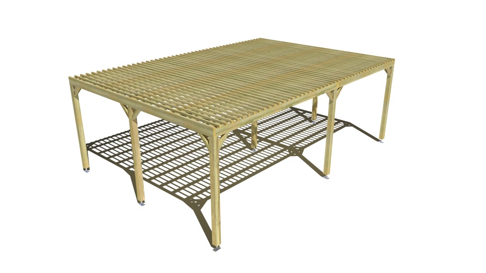 Pergola bois • 7m x 5m • indépendante • sens largeur • lattage bois • livraison comprise