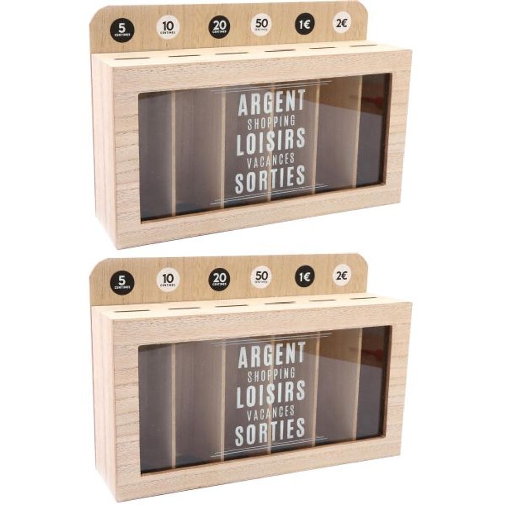 Tirelire compartimentée shopping 30x20 cm (lot de 2)