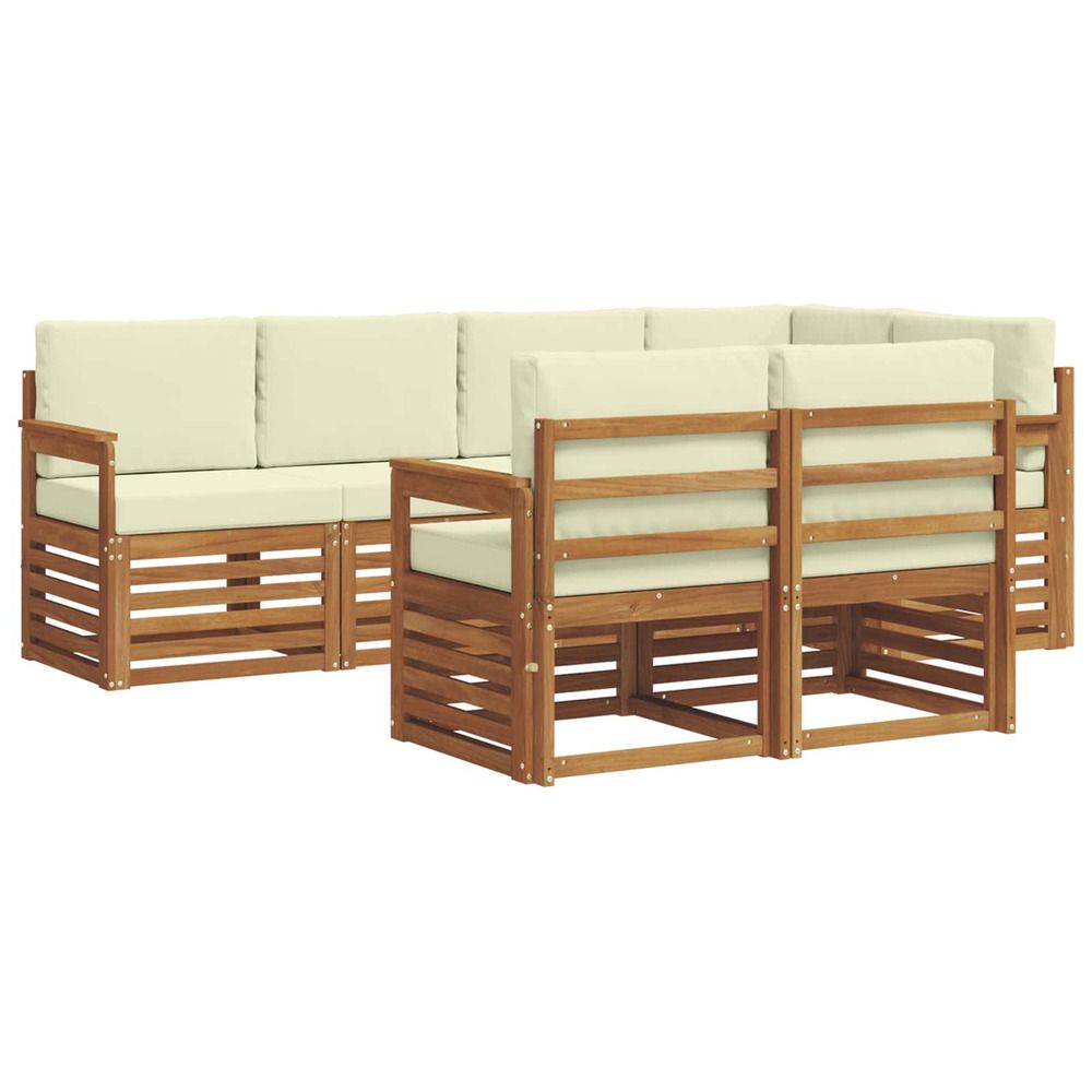 Ensemble de canapés d'extérieur 7 pc naturel et crème polyester