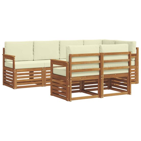 Ensemble de canapés d'extérieur 7 pc naturel et crème polyester