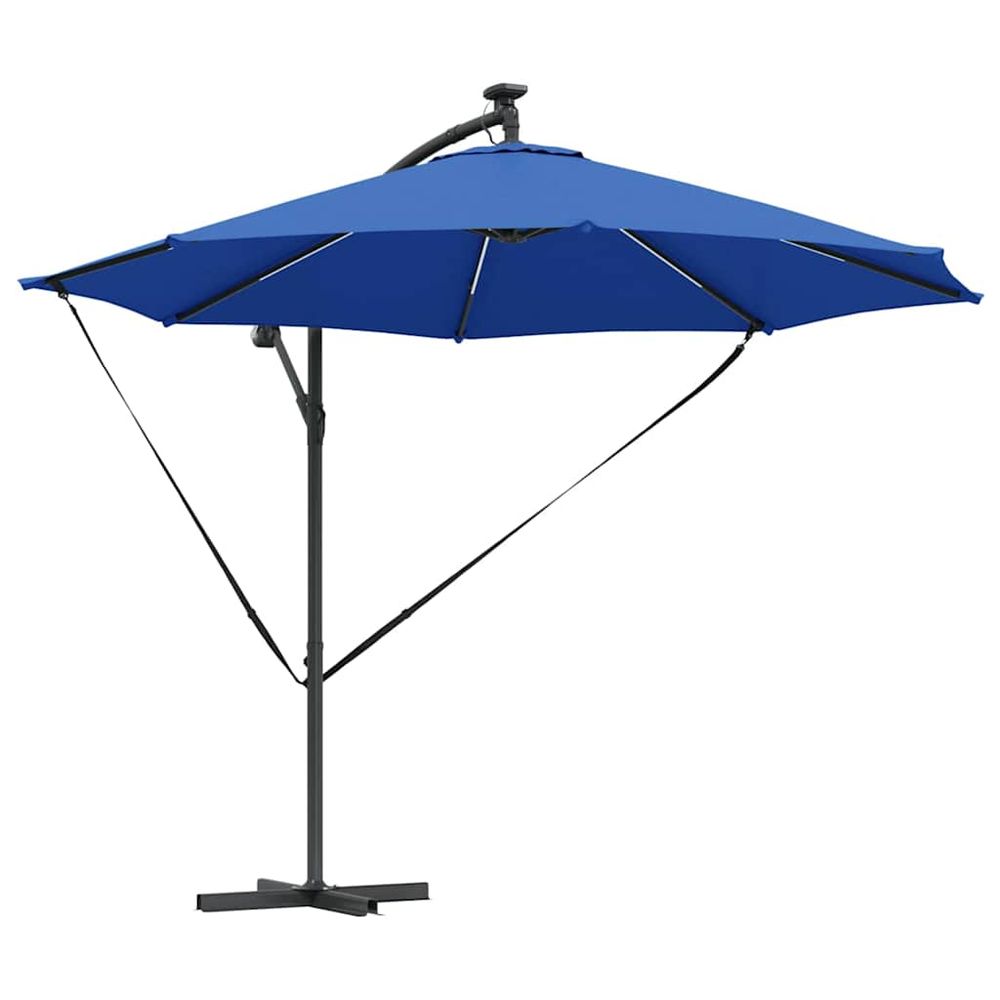 Parasol 294 x 294 x 248 cm polyester et aluminium azur