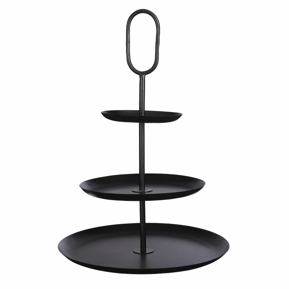 Mica decorations rama présentoir à gâteaux 3 niveaux h55 x ø38 cm noir
