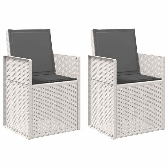 Chaises de jardin salle à manger 2 pc blanc et anthracite pp