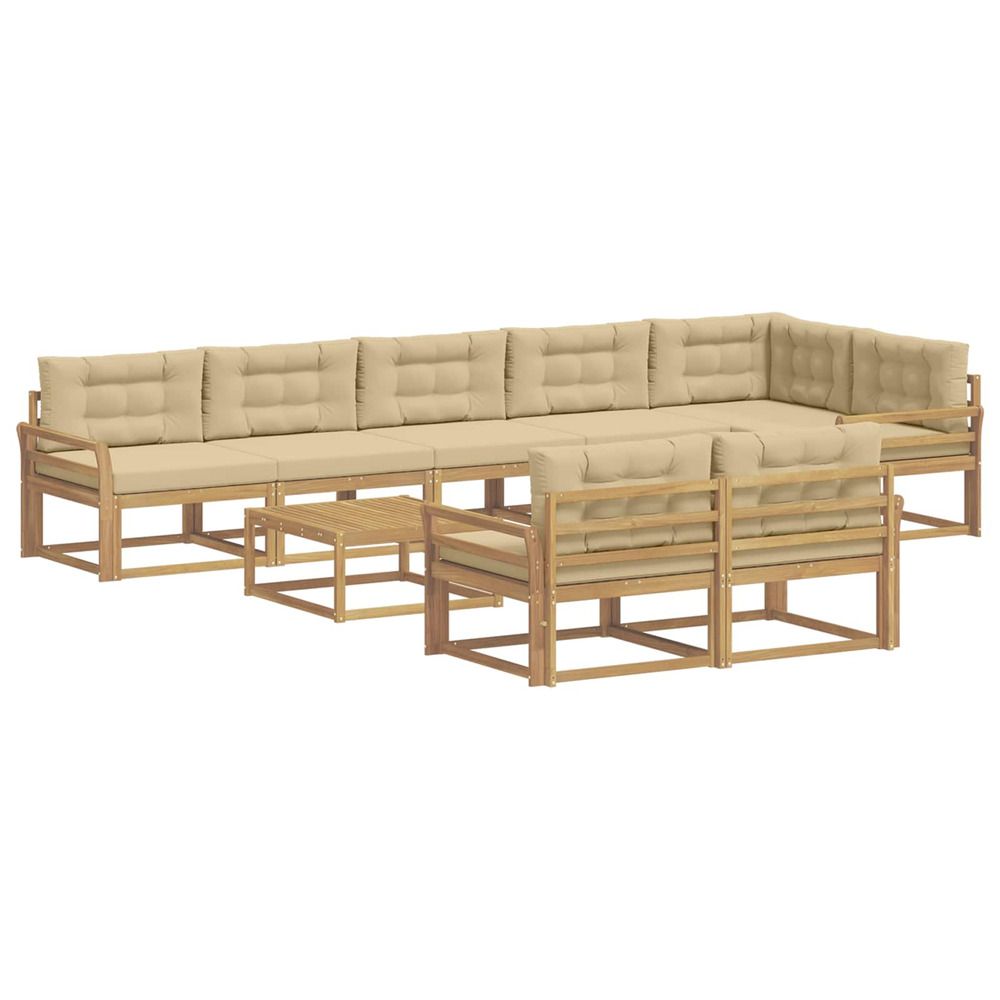 Ensemble de canapés d'extérieur 9 pc blanc et beige polyester