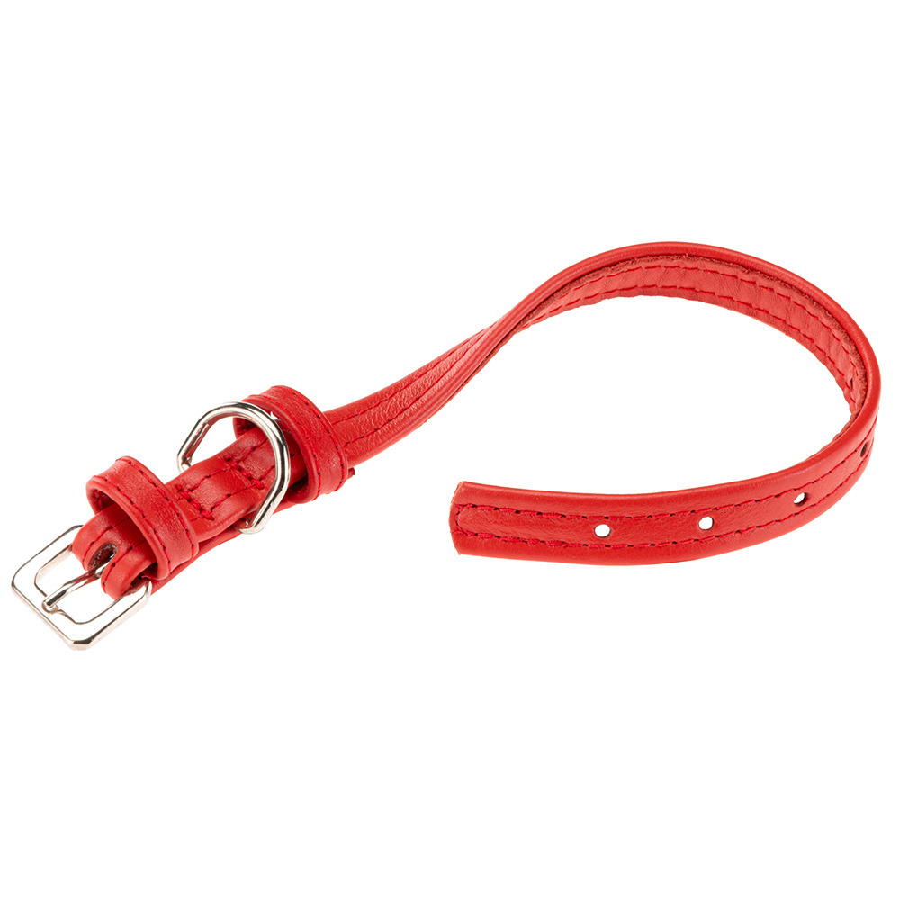 Collier pour chiens vogue cf15/29, cuir véritable, réglable, boucle en métal, rouge