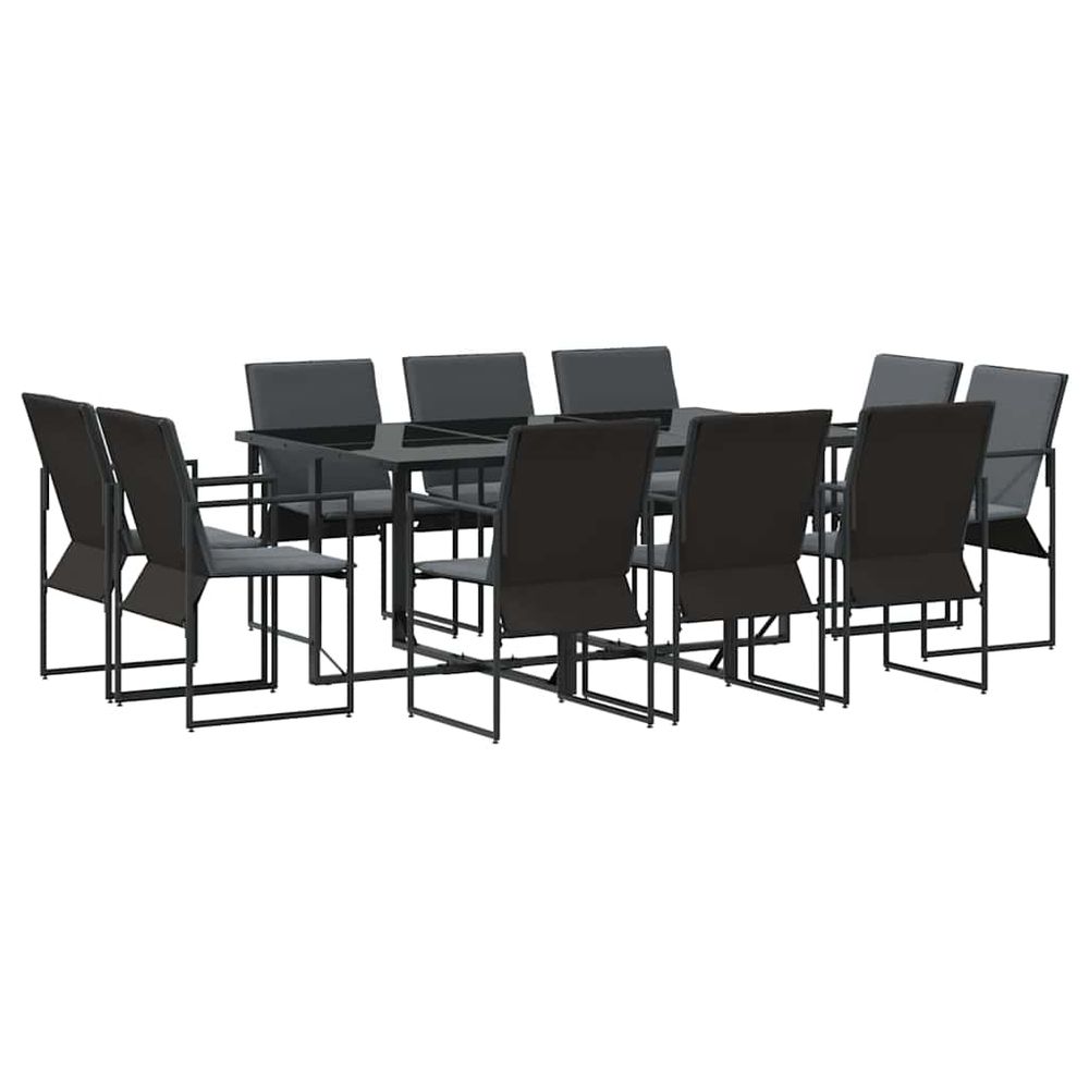 Ensemble de salle à manger pour jardin 11 pc noir acier