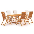 Salon de jardin meuble d'extérieur ensemble de mobilier 7 pièces avec coussins bois de teck massif