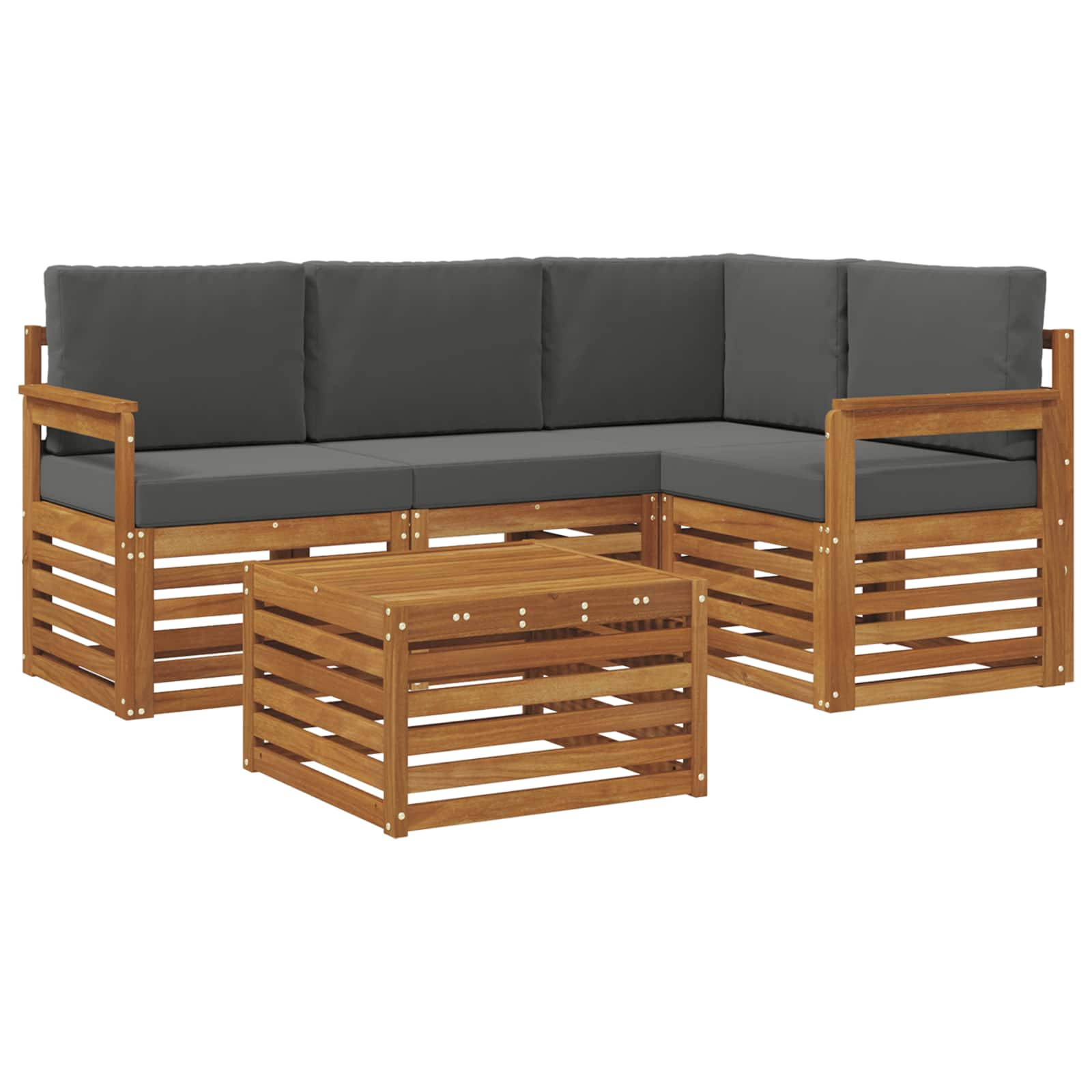 Ensemble de canapés d'extérieur 5 pcs naturel et anthracite